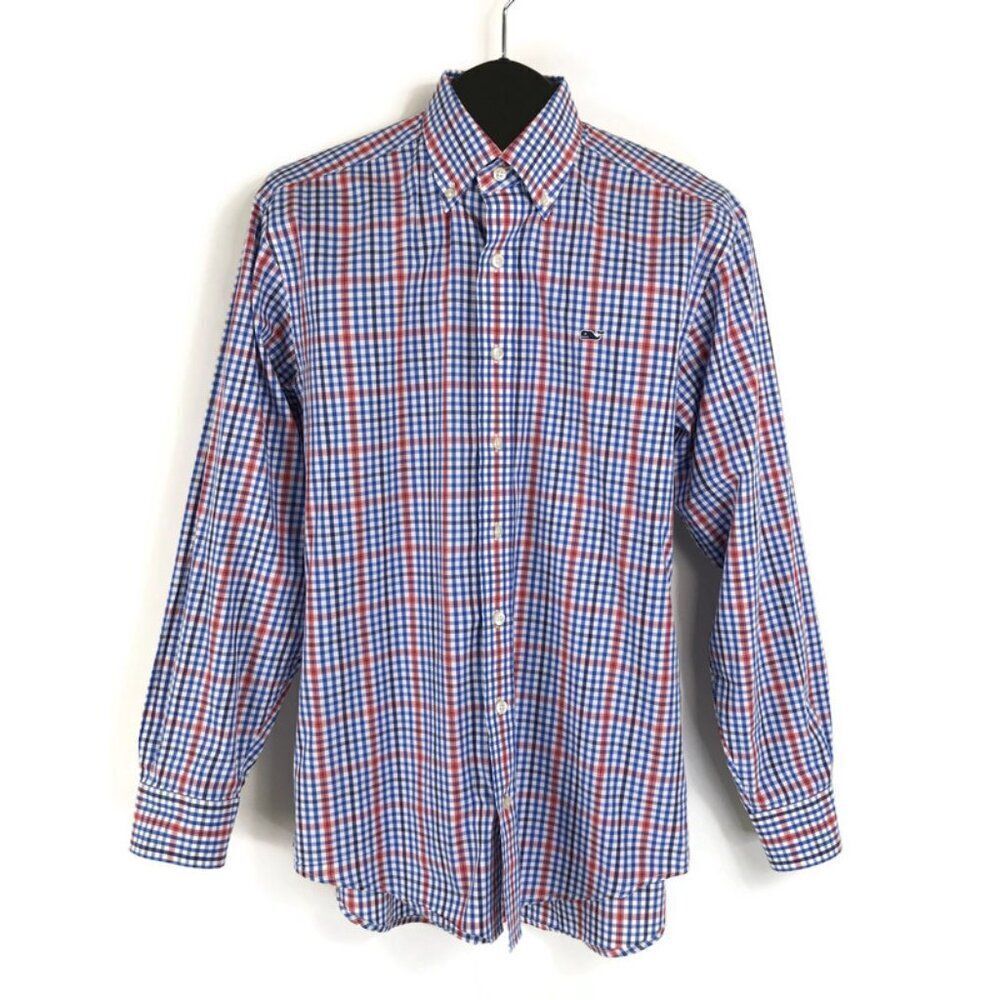 Vineyard Vines Button Down Whale Shirt Men's Small Plaid 100% Cotton Casual